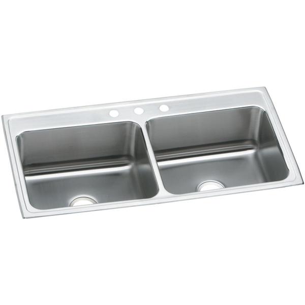 Elkay Classic SS 43" x 22" x 12-1/8", Equal Double Bowl Drop-in Sink DLR4322125